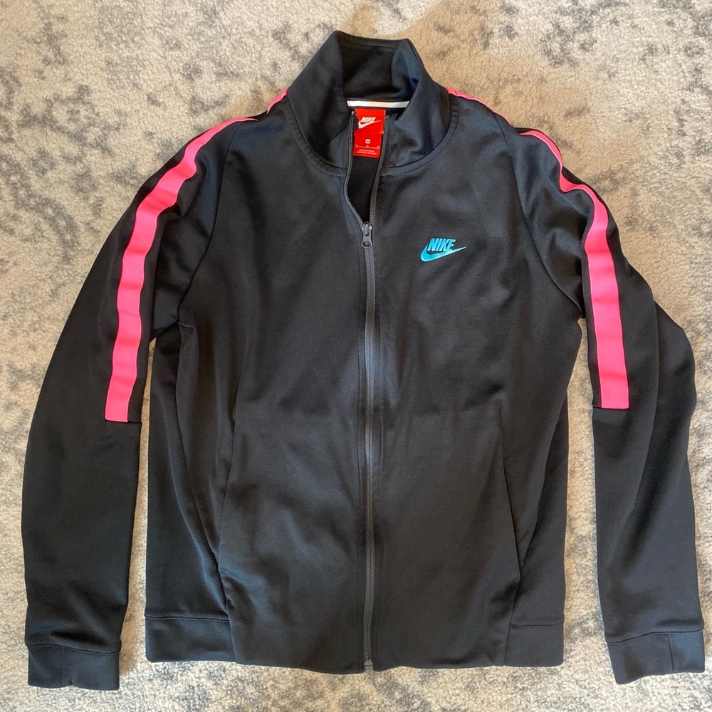 Vintage Nike Men’s Jacket Black Pink Sleeves Size Medium